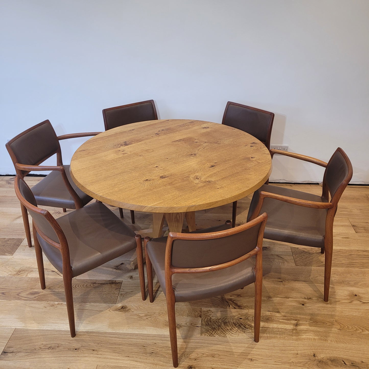 Møller model #65 & #80 teak and leather dining chairs set of 6