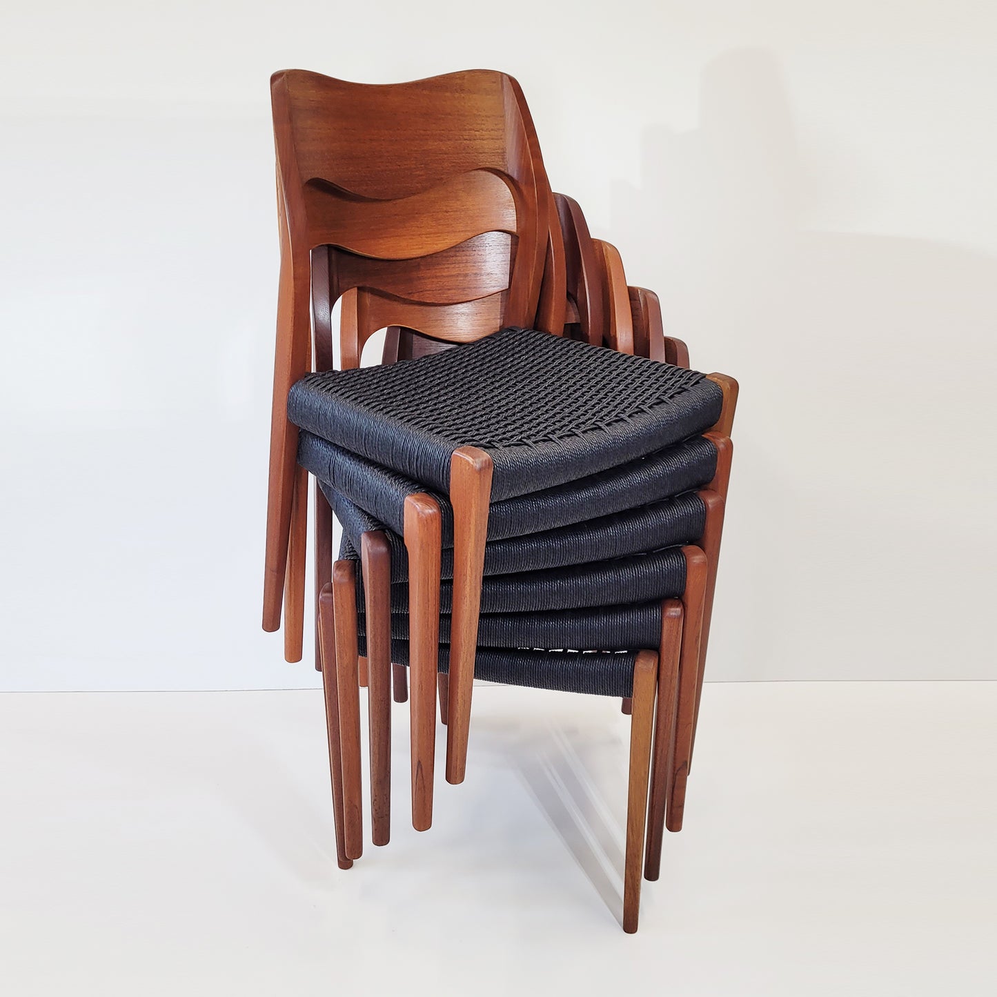 Niels Otto Møller #71 chair black paper cord seat