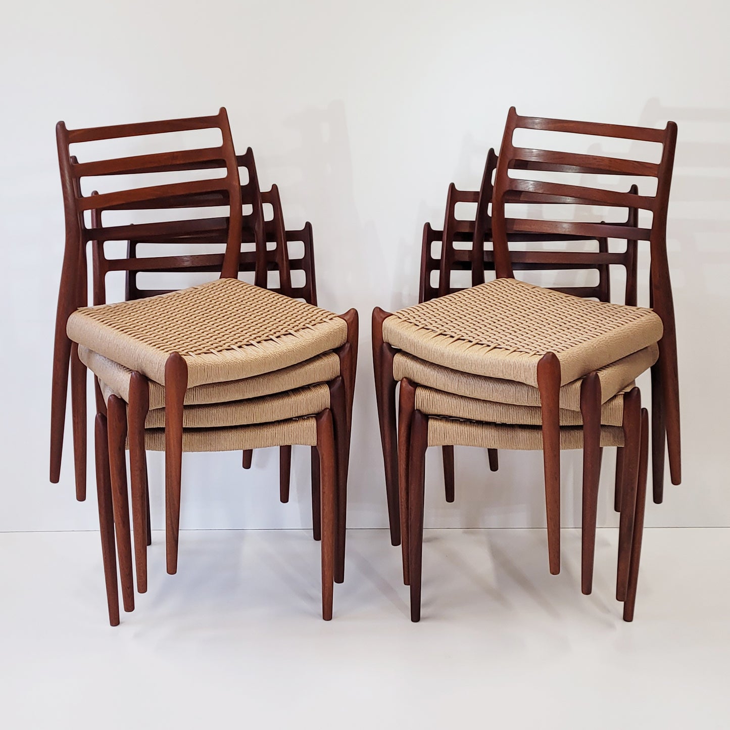 Niels Otto Møller #78 Teak dining chair natural colour paper cord seat