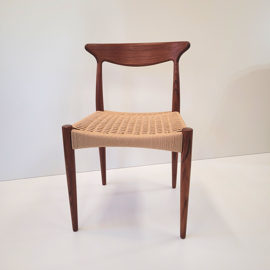 Arne Hovmand Olsen for Mogens Kold Teak dining chair with natural Paper Cord seat