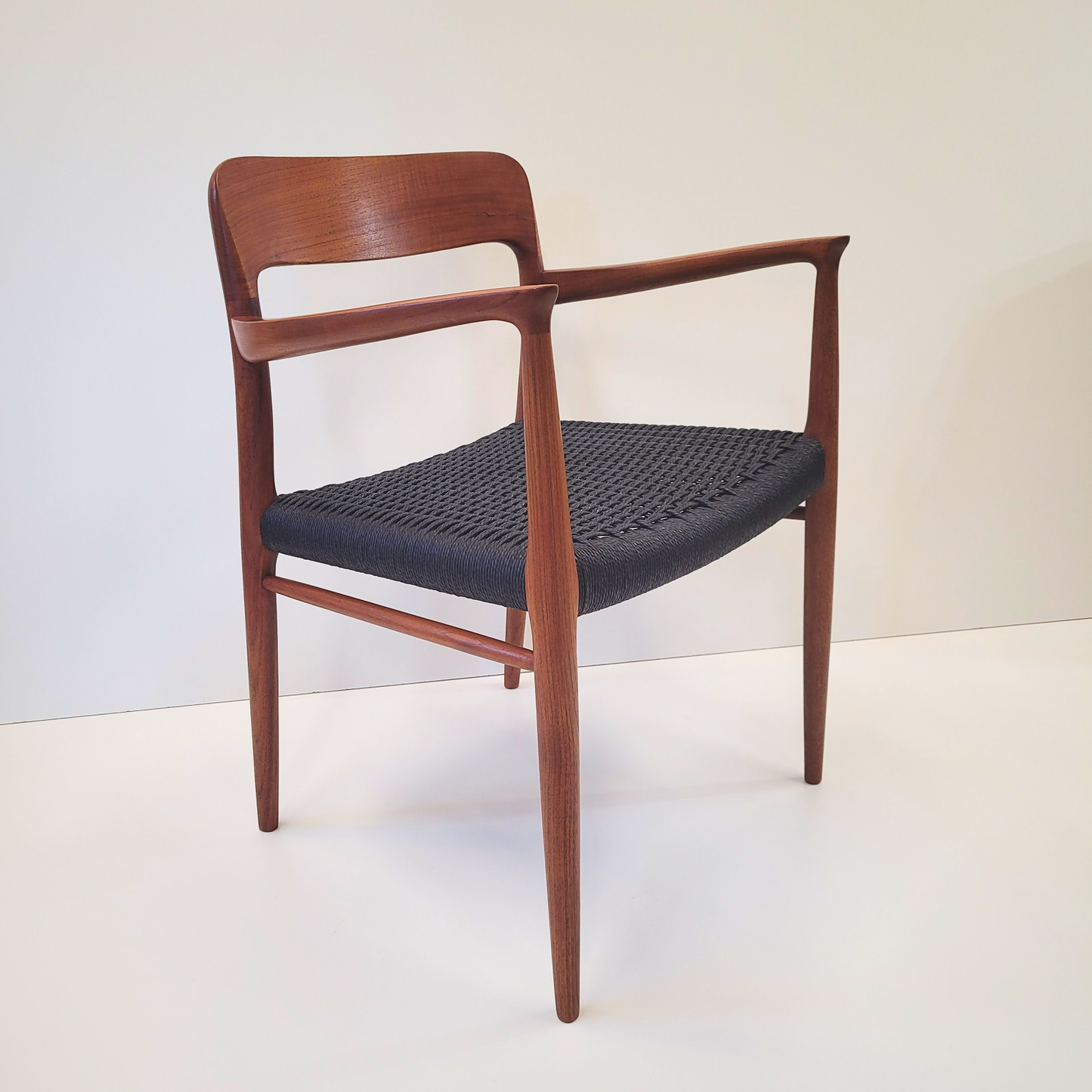 Niels Otto Møller #56 Teak Armchair with black Paper Cord