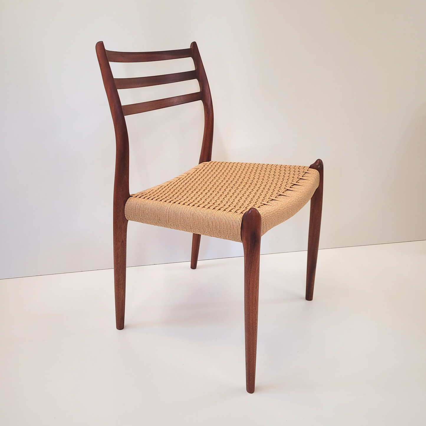 Niels Otto Møller #78 Teak dining chair natural colour paper cord seat