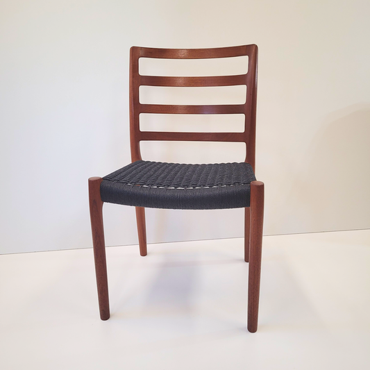 Set of 4 Niels Otto Møller #85 Teak chairs black paper cord seat